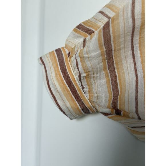 ANTHROPOLOGIE Tie-Front Blouse 100%‎ Cotton Striped Relaxed Drapey XSP Boho EUC - Picture 9 of 16